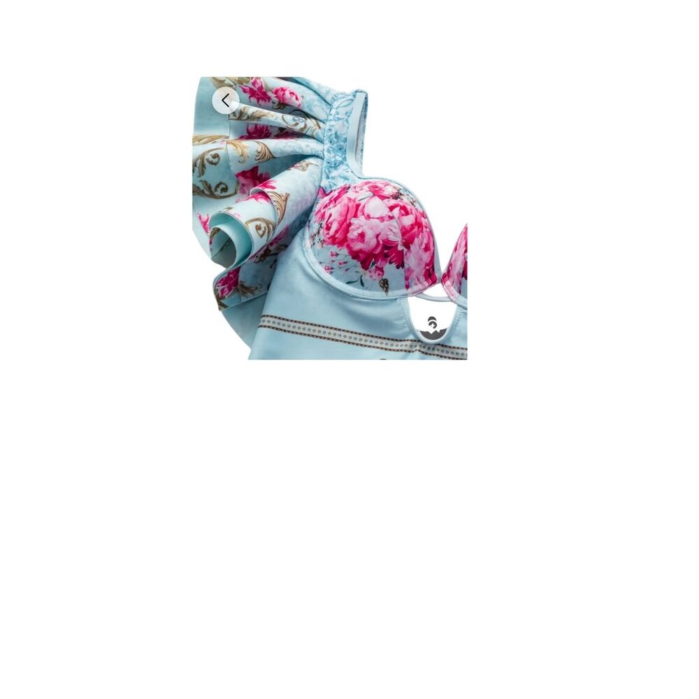 Flaxmaker Floral Ruffled One-Piece Swimsuit & Maxi Skirt Cover-Up Set Medium - Picture 5 of 9